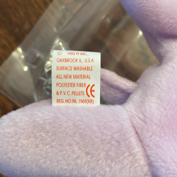 TY beanie babies 1993 happy the hippo PVC pellets third generation tag - Picture 2 of 4